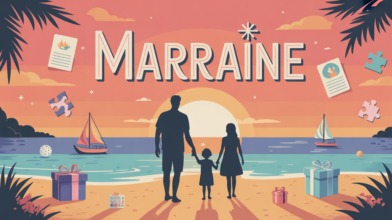 Illustration annonce marraine ambiance plage créative