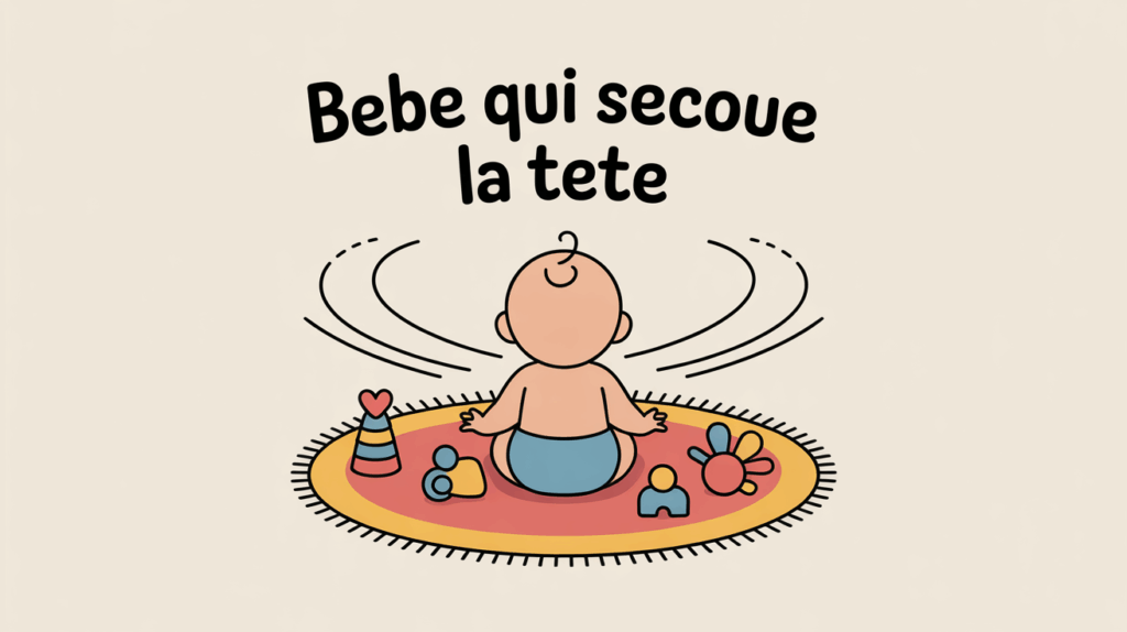 bebe qui secoue la tete sur tapis eveil doux