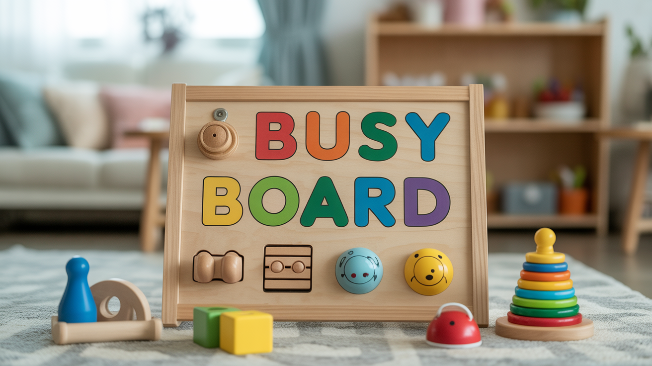 Busy board Montessori panneau activités bois sensoriel