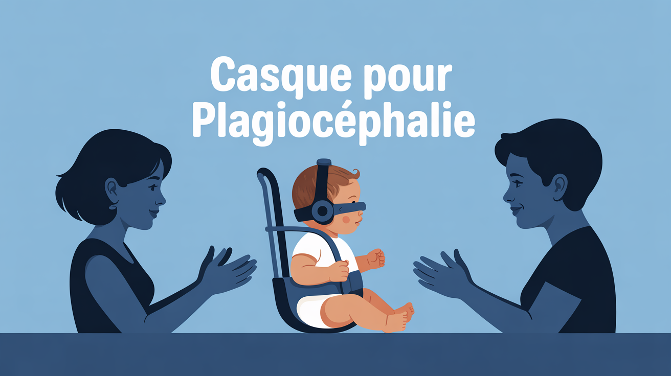 Illustration famille casque pour plagiocéphalie bébé