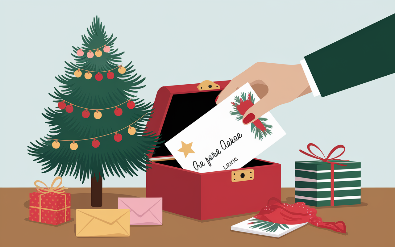 Lettre du lutin farceur déposée près du sapin