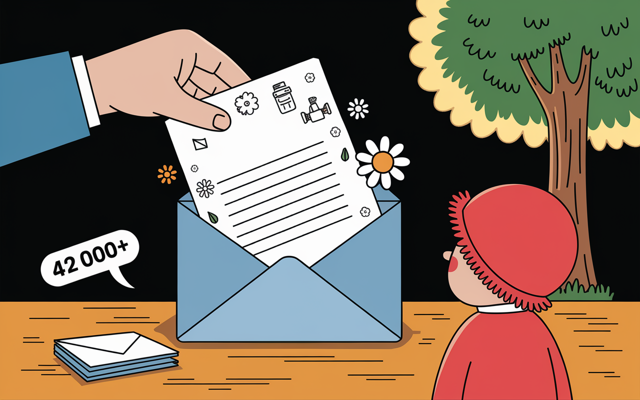 Lettre Pere Noel gratuite main adulte sapin 42000 courriers