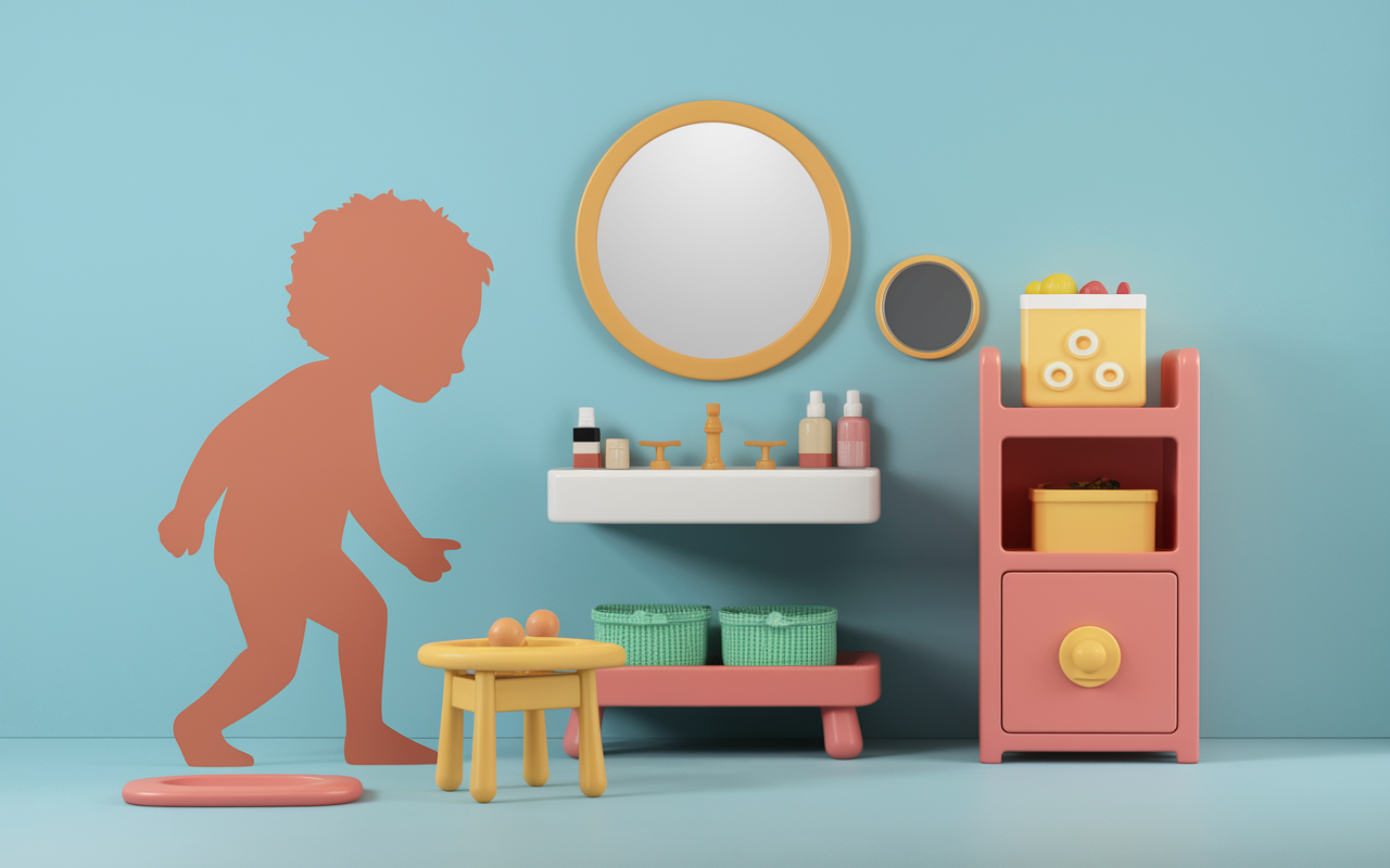 Salle de bain adaptée Montessori premiers pas brossage