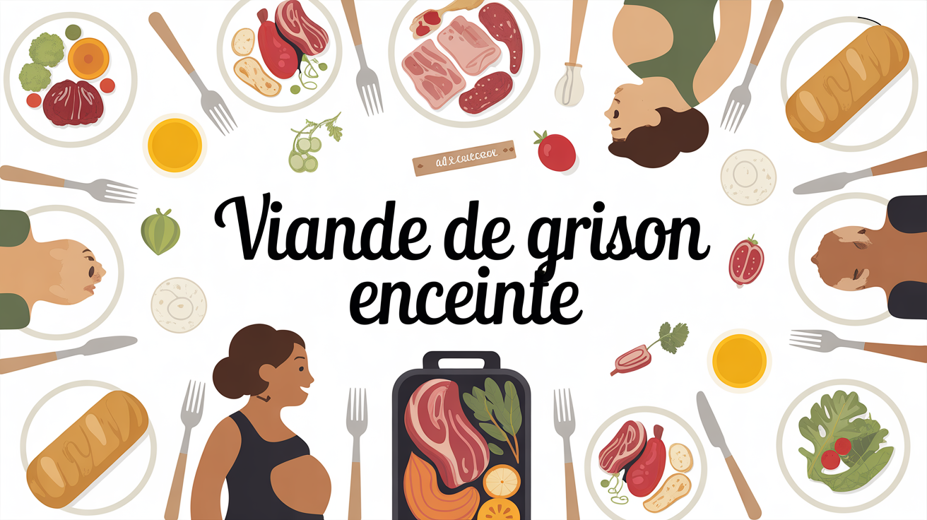 Table avec viande grison cuite et charcuterie pour femme enceinte