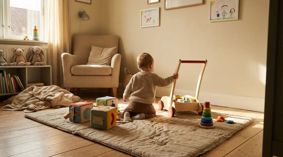 cadeau motricite bebe 1 an chambre tapis eveil chariot marche cubes activités anneaux
