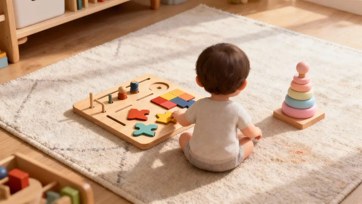 Espace jeux Montessori busy board puzzle enfant