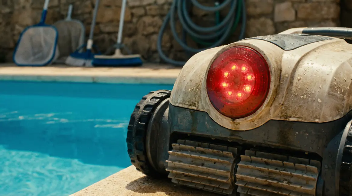 Gros plan voyant i clignotant robot Zodiac piscine