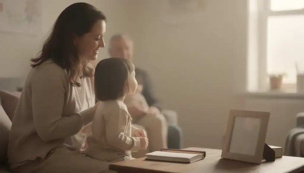 Marraine avec enfant ceremonie carnet cadre