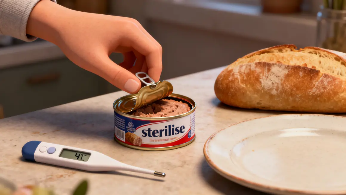 Ouverture rillette sterilisee thermometre 4C pain