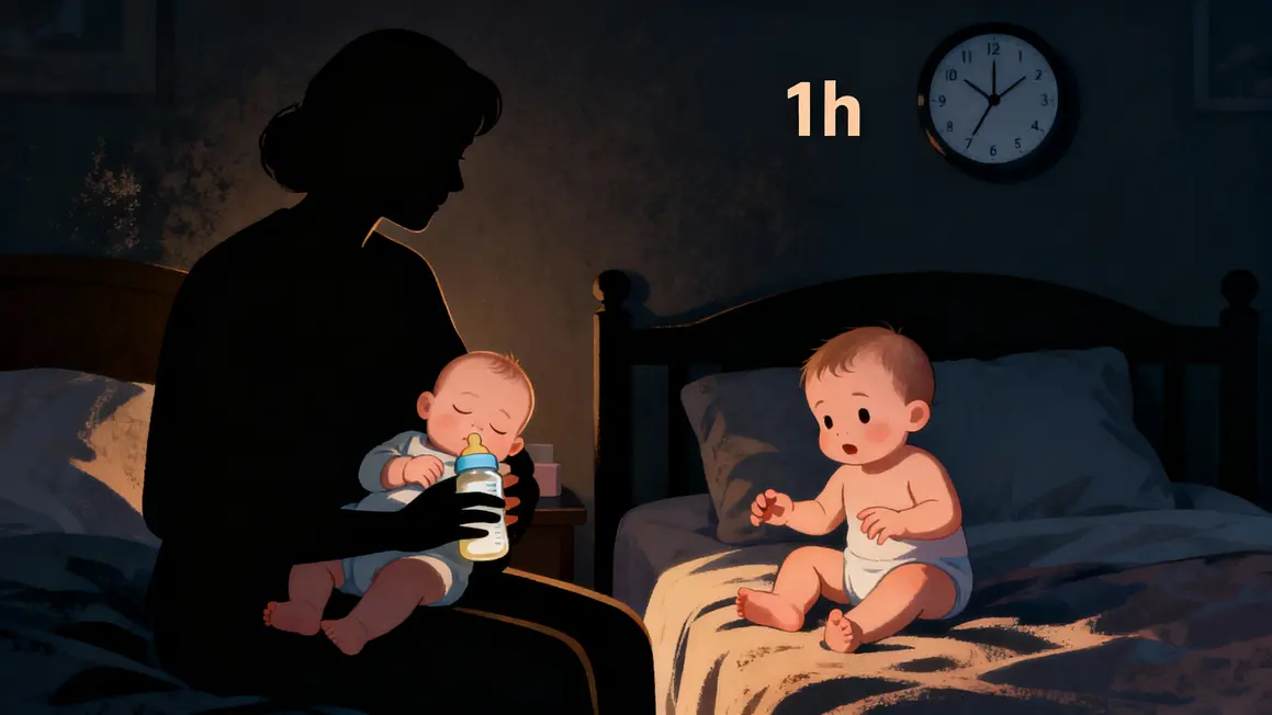 Bébé s'endort au biberon puis se réveille une heure après