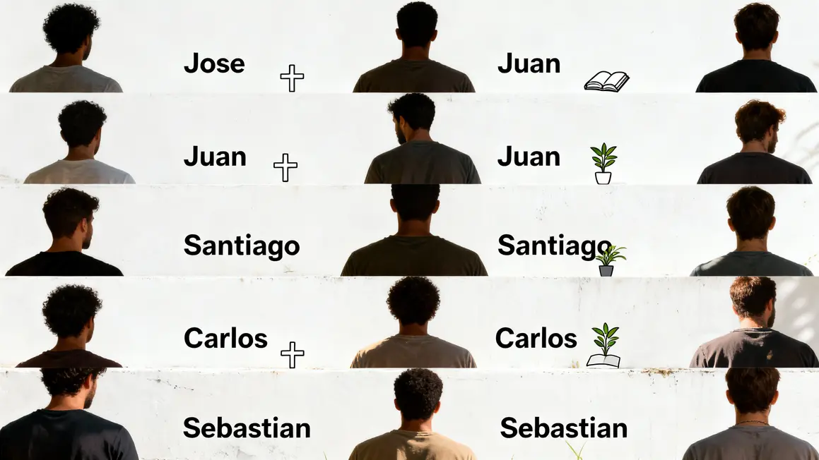 Prénoms masculins José Juan Santiago Carlos Sebastian avec icônes