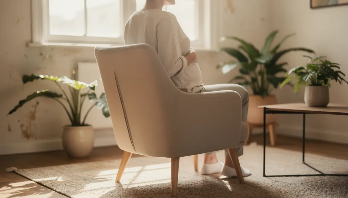 silhouette femme enceinte assise ambiance douce écologique