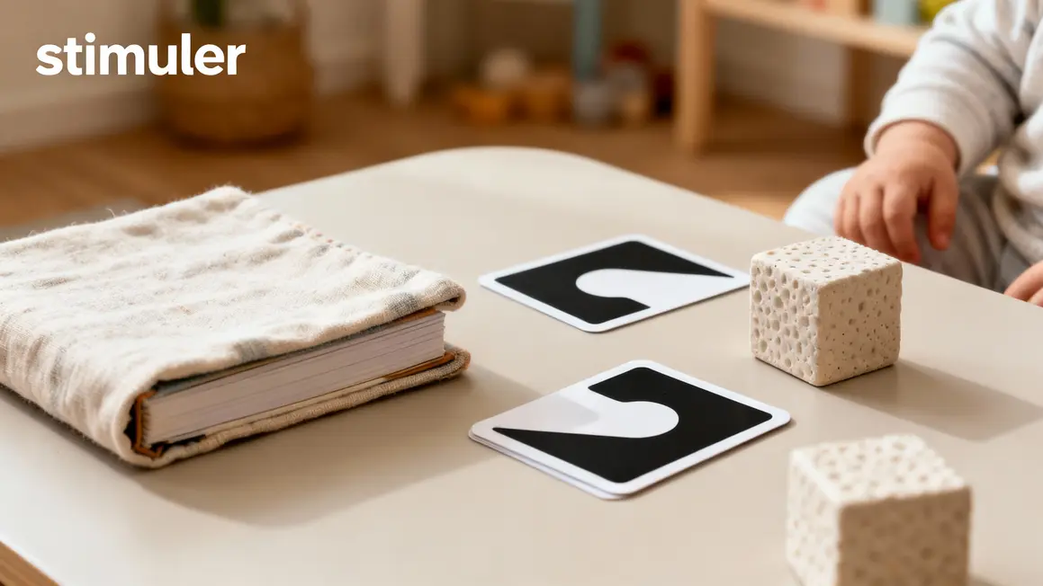 Livres tissu et cartes contrastées Montessori bébé