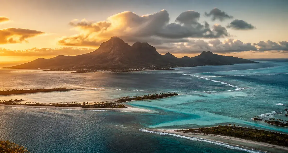 Paysage bora bora, lagon turquoise et Mont Otemanu