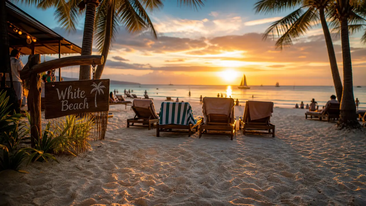 White Beach à Boracay, coucher de soleil sur la boracay beach philippines
