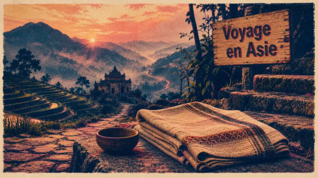 Plus beau pays d asie : Japon, Indonésie, Laos, temple et rizières en brume