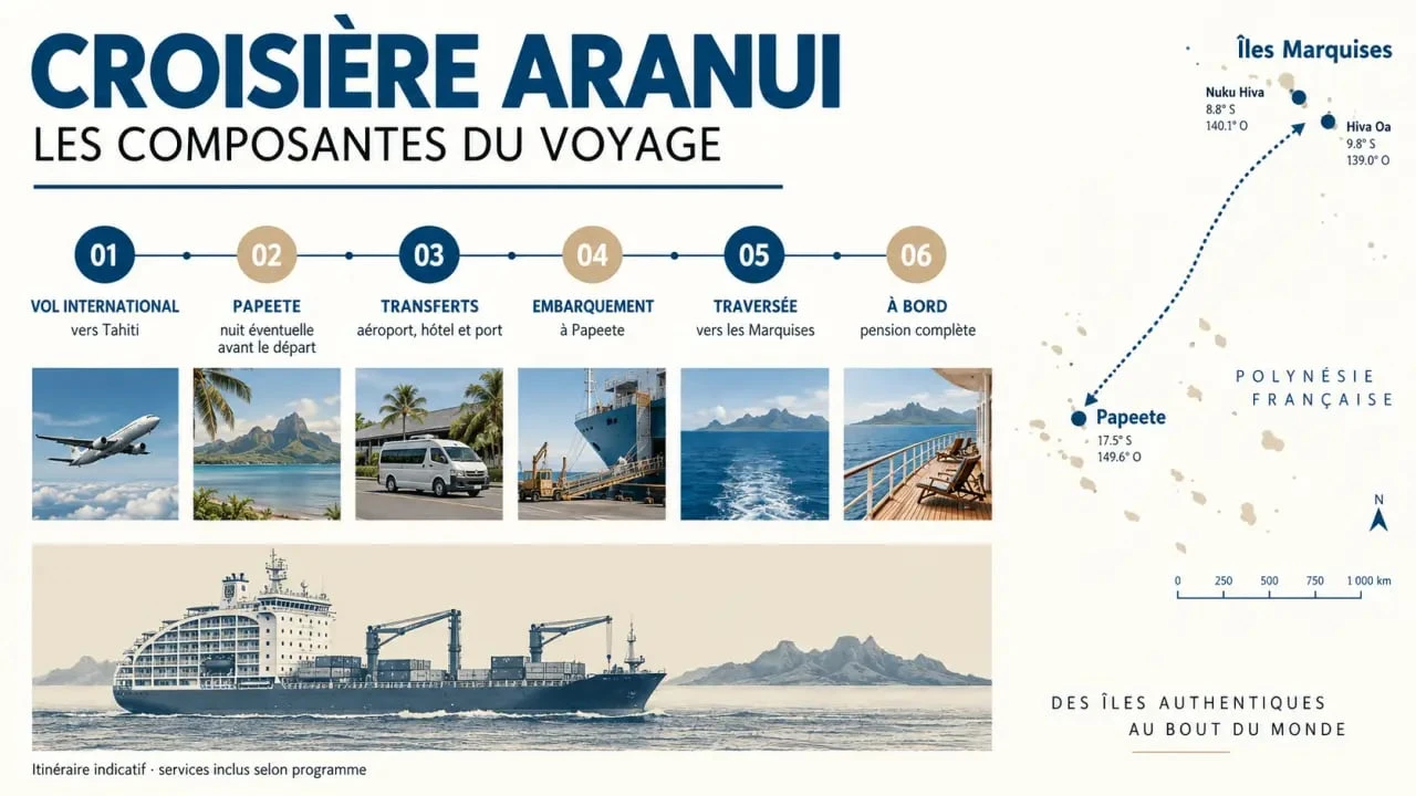 Croisière Aranui vol inclus : parcours du vol à Tahiti jusqu’à l’embarquement et aux Marquises