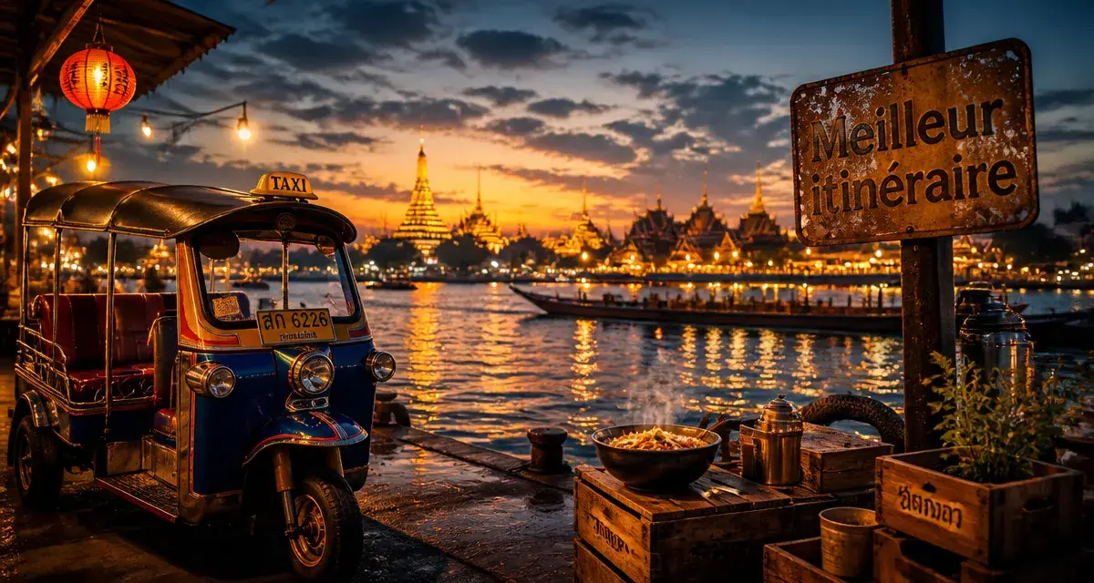 Meilleur endroit Thaïlande : tuk-tuk et Chao Phraya à Bangkok