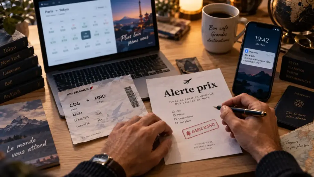 Astuce pour payer moins cher son billet d'avion : alerte prix et comparaison sur ordinateur